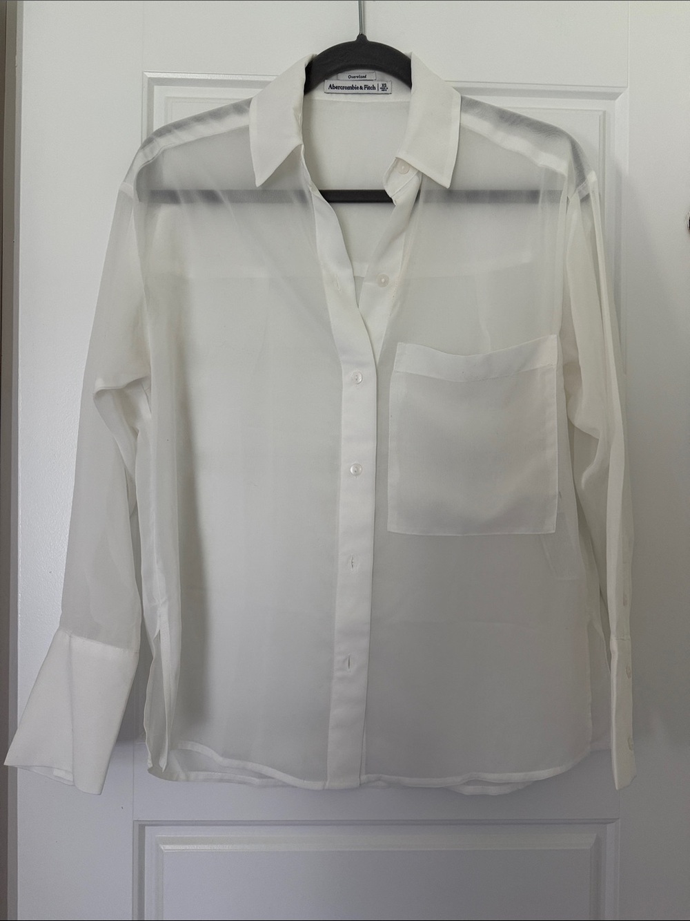 Abercrombie & Fitch White Sheer Button-Down Shirt